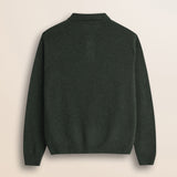 Maglione Polo in Lambswool Mouliné  retro - Olive Night
