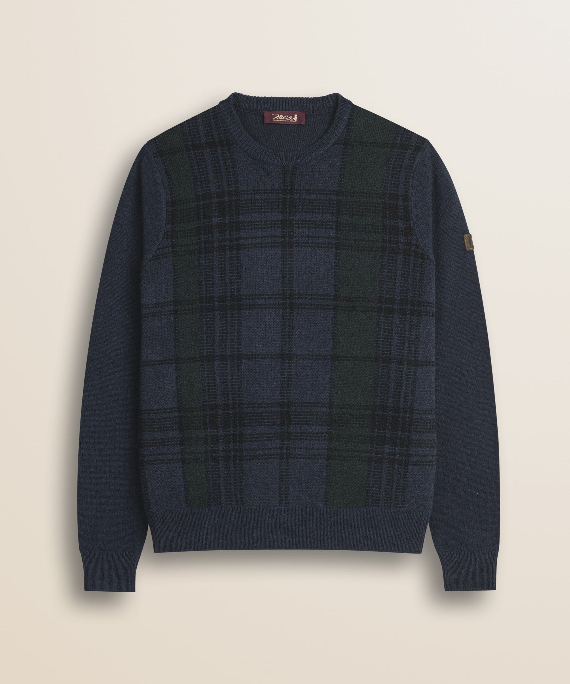 Maglione Girocollo Tartan Black Watch fronte - Black Watch Check