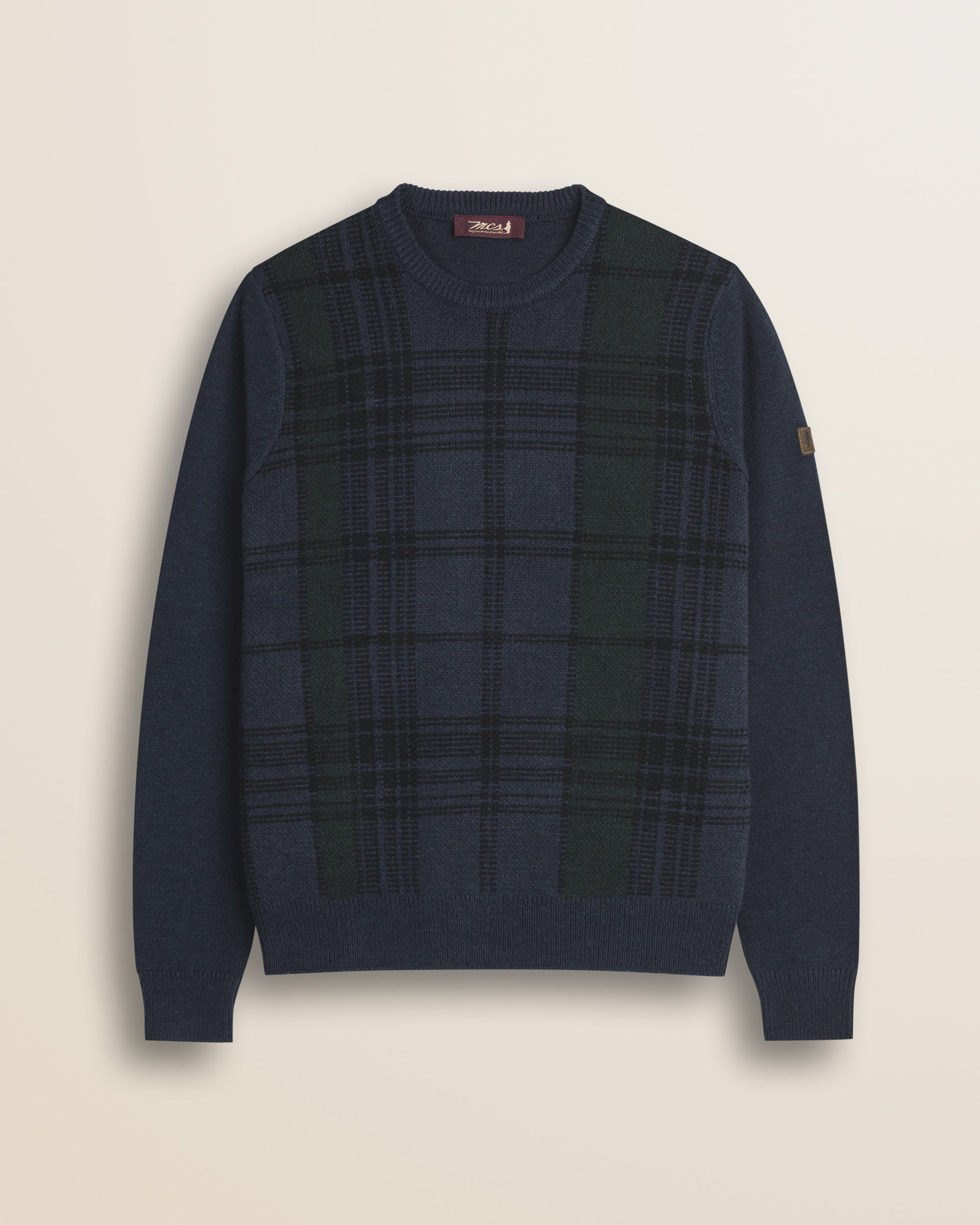 Maglione Girocollo Tartan Black Watch fronte - Black Watch Check
