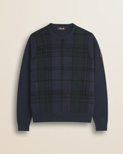 Maglione Girocollo Tartan Black Watch fronte - Black Watch Check