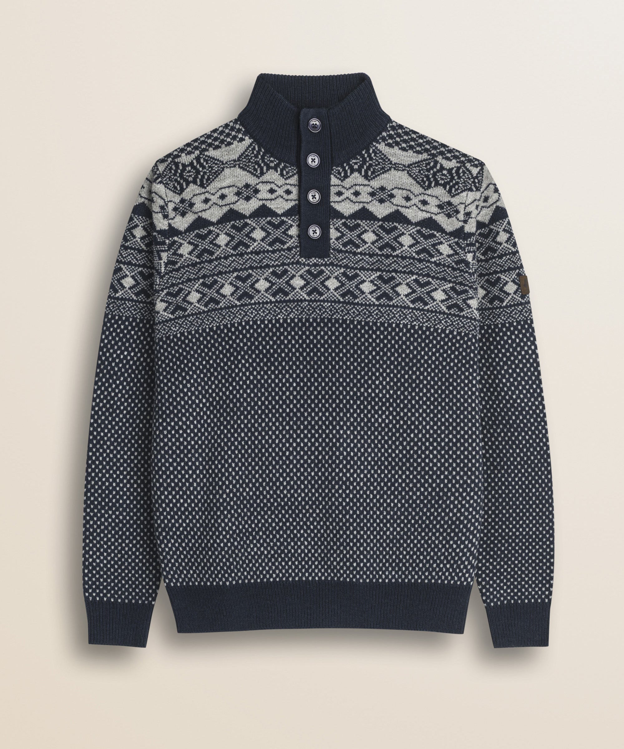 Maglione Fair Isle con Collo Camionista fronte - Blue Fairisles