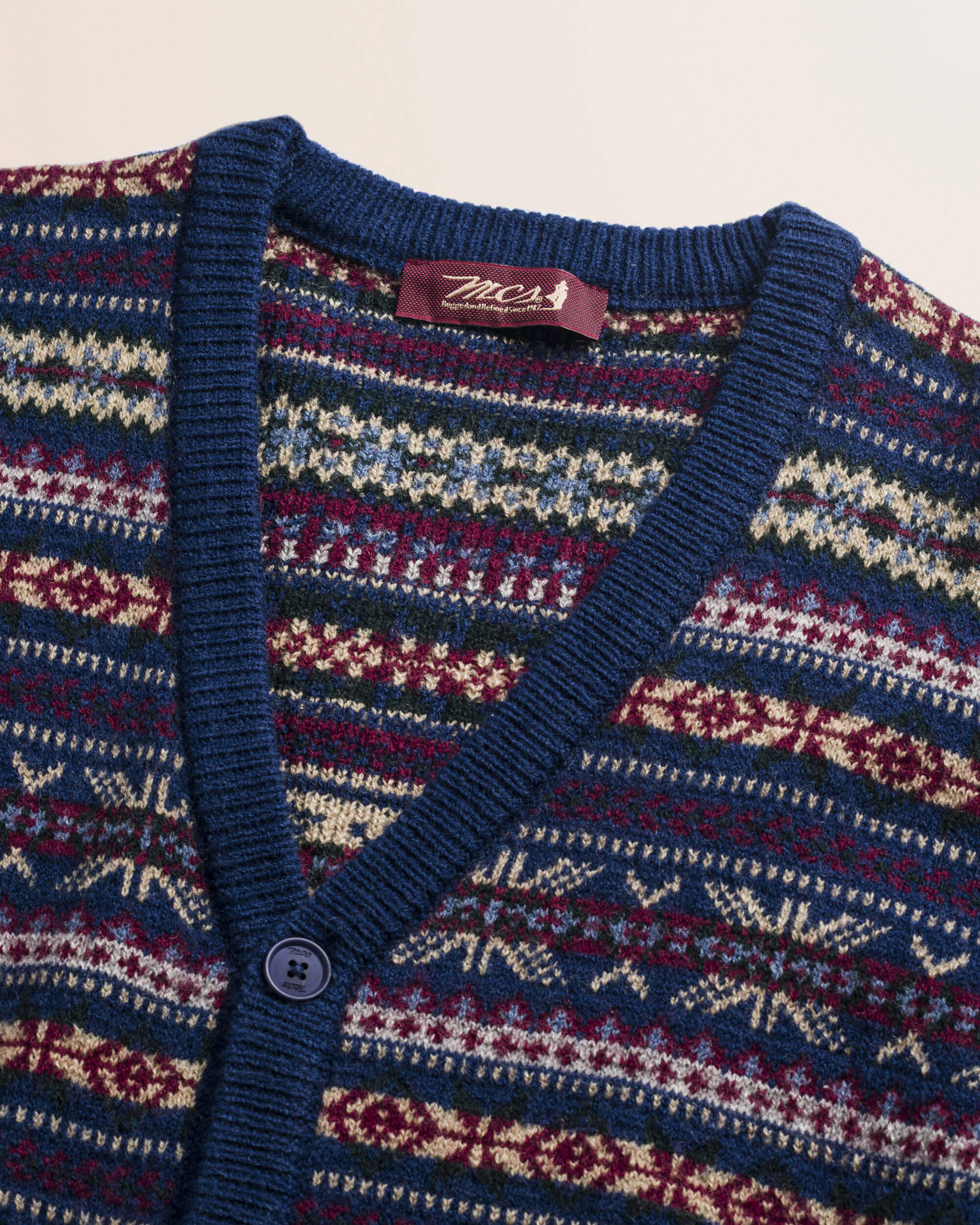 Cardigan Fair Isle in Misto Lana dettaglio - Multicolor Blue Fairisles
