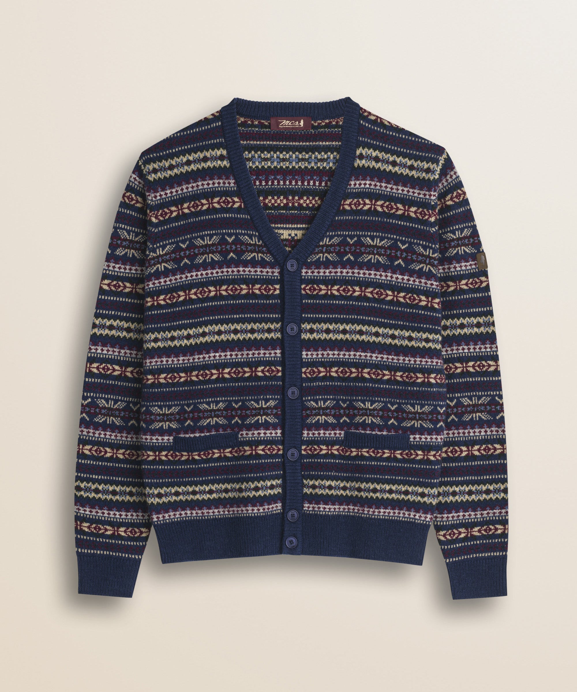 Cardigan Fair Isle in Misto Lana fronte - Multicolor Blue Fairisles