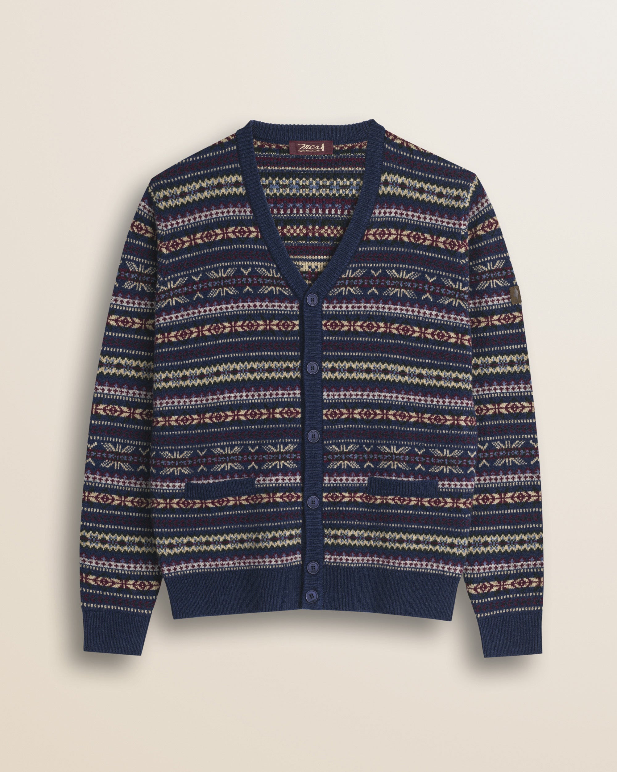 Cardigan Fair Isle in Misto Lana fronte - Multicolor Blue Fairisles