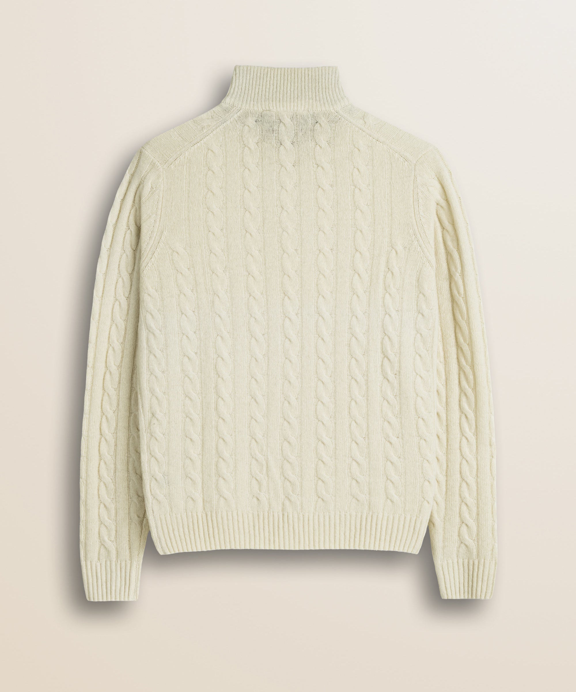 Maglione Mezza Zip a Trecce in Lambswool  retro - Gardenia