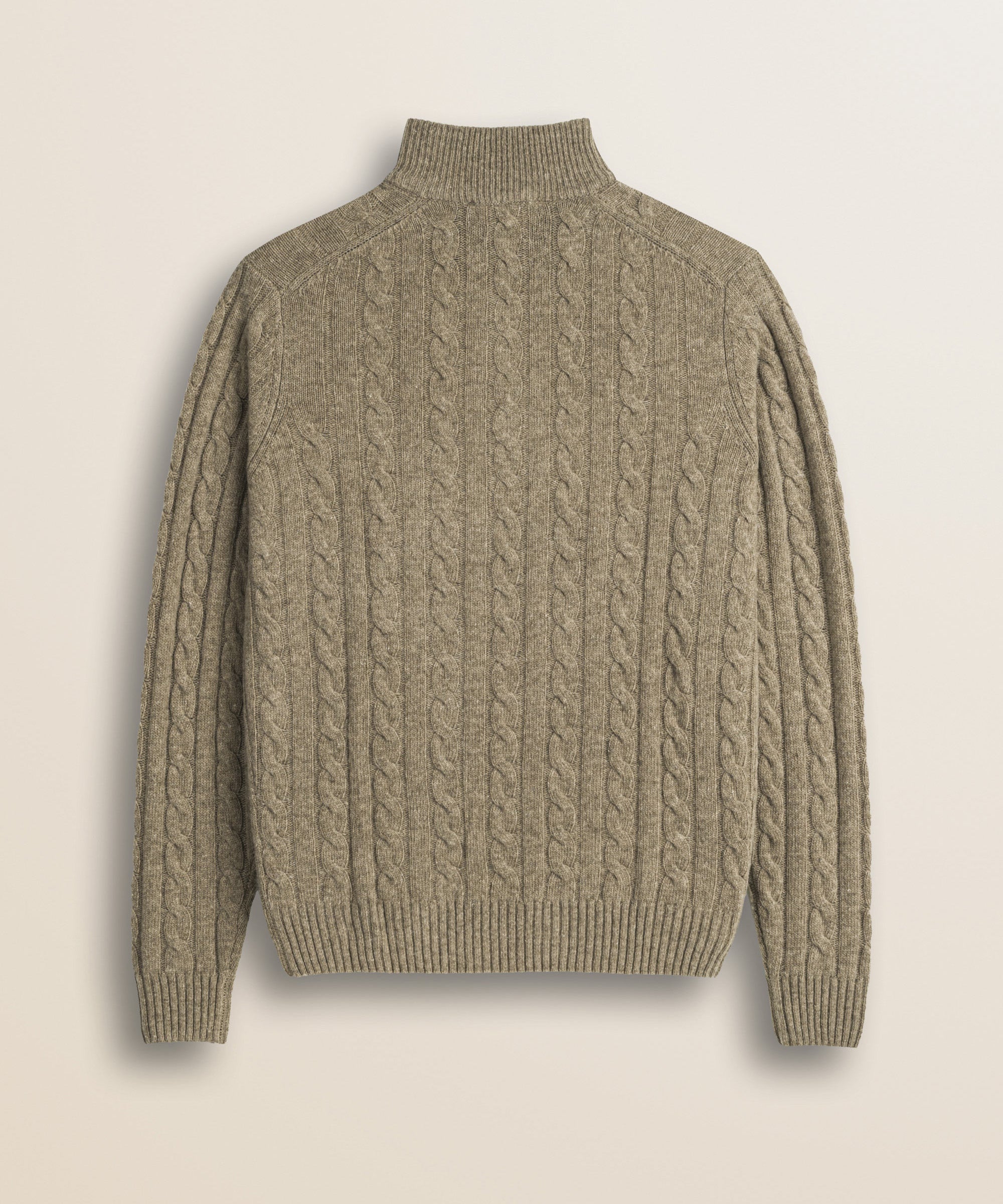 Maglione Mezza Zip a Trecce in Lambswool  retro - Sand