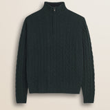 Maglione Mezza Zip a Trecce in Lambswool  fronte - Ponderosa Pine