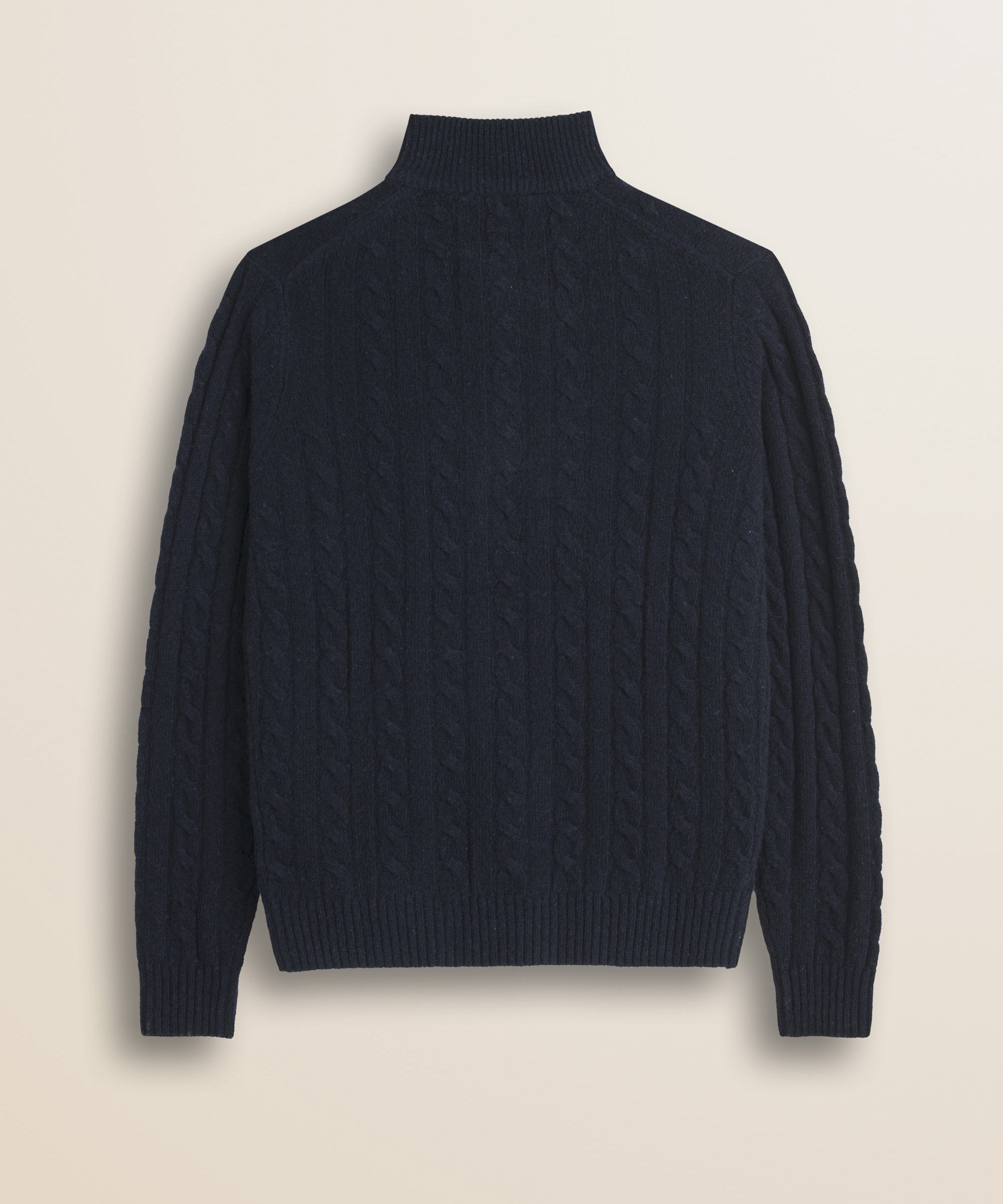 Maglione Mezza Zip a Trecce in Lambswool  retro - Navy Blue