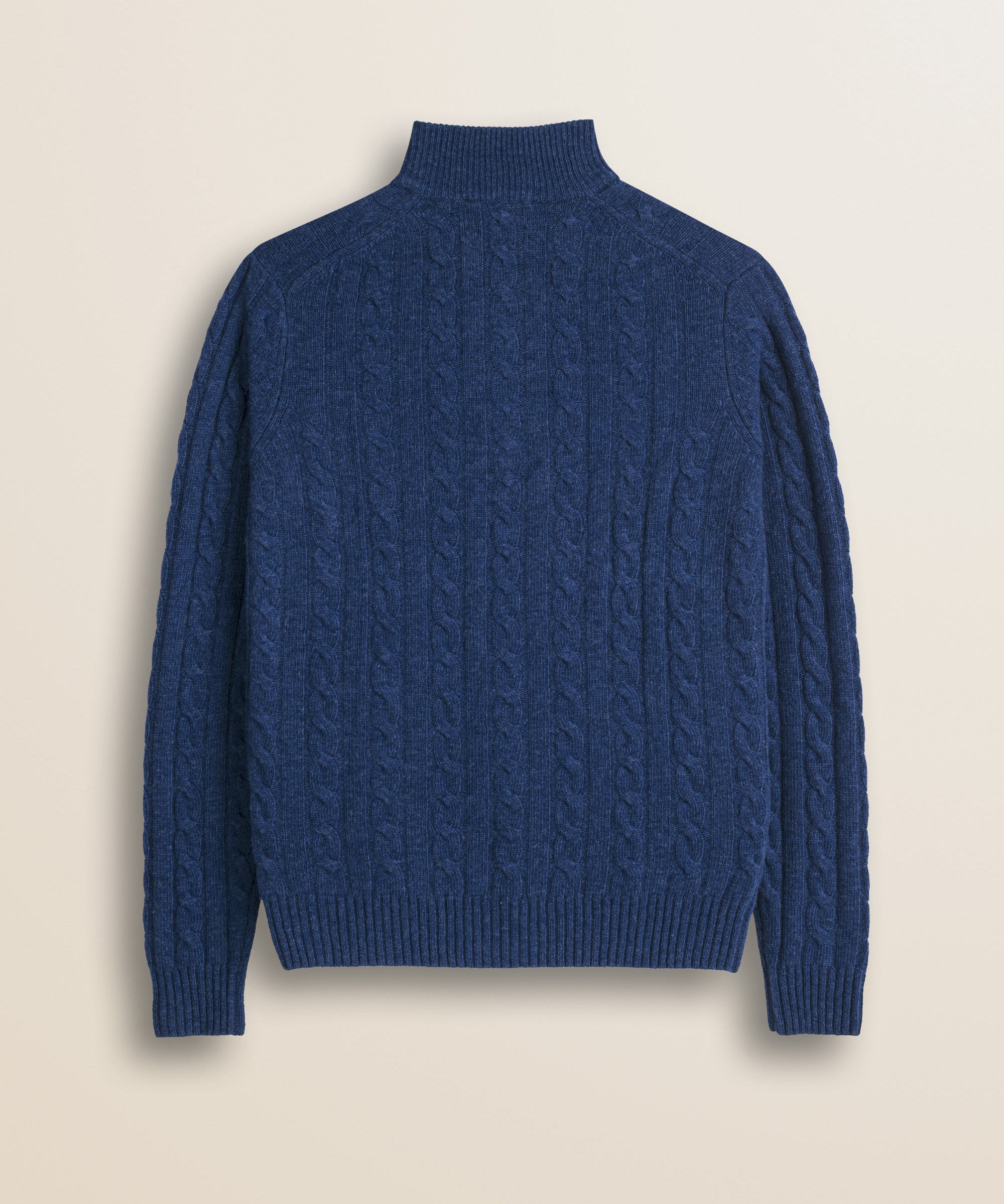 Maglione Mezza Zip a Trecce in Lambswool  retro - Medium Blue