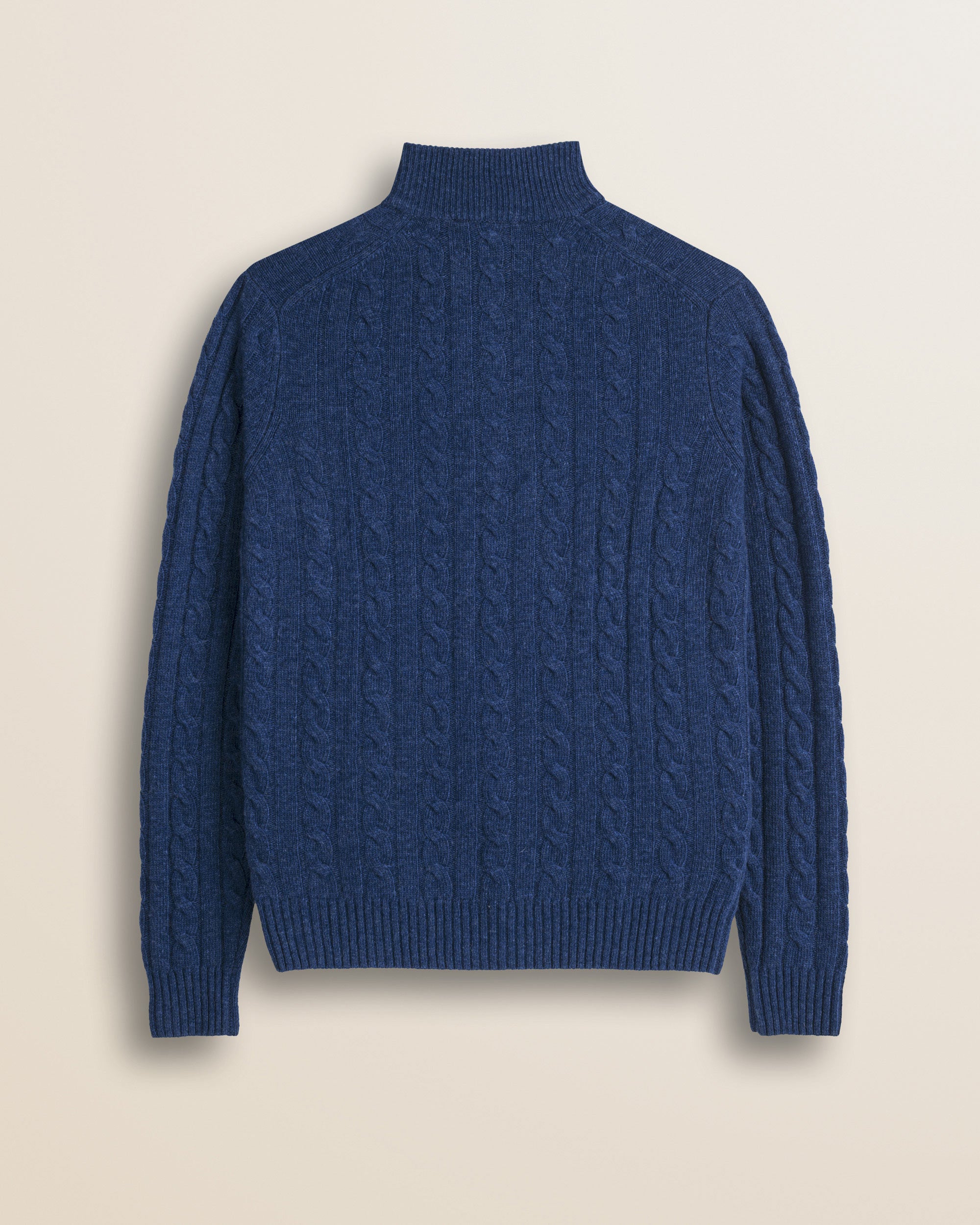 Maglione Mezza Zip a Trecce in Lambswool  retro - Medium Blue