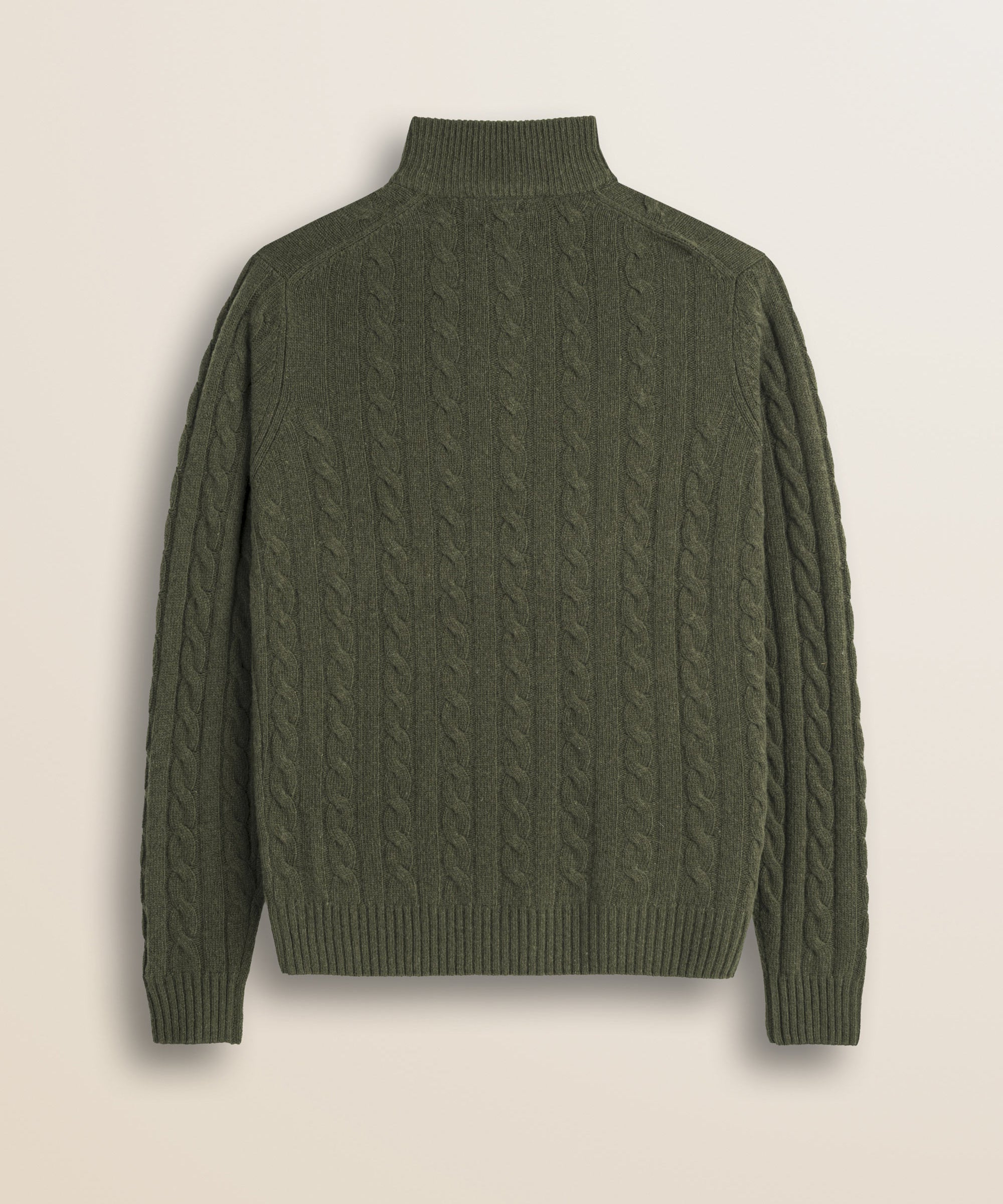 Maglione Mezza Zip a Trecce in Lambswool  retro - Olive Night