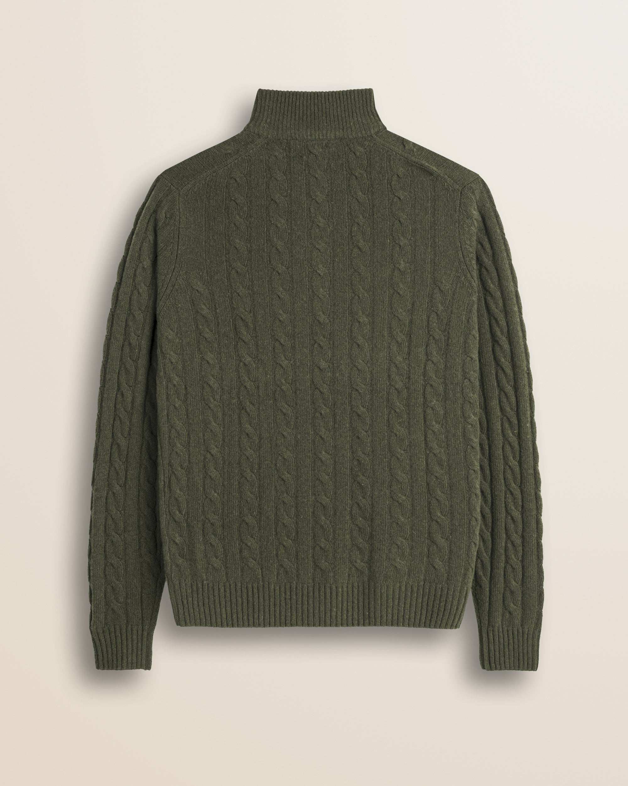 Maglione Mezza Zip a Trecce in Lambswool  retro - Olive Night