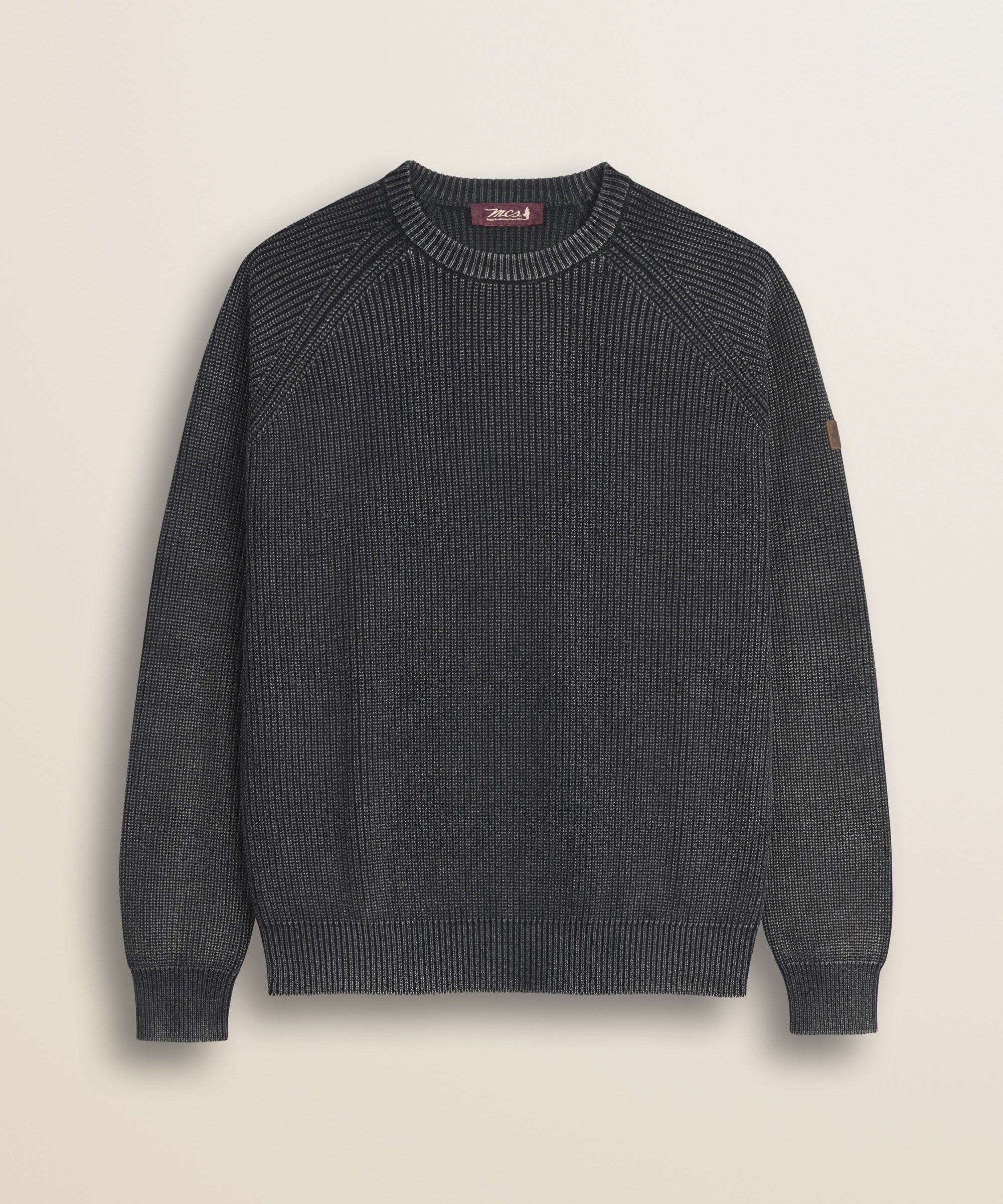 Maglione Raglan in Cotone Acid Wash fronte - Black