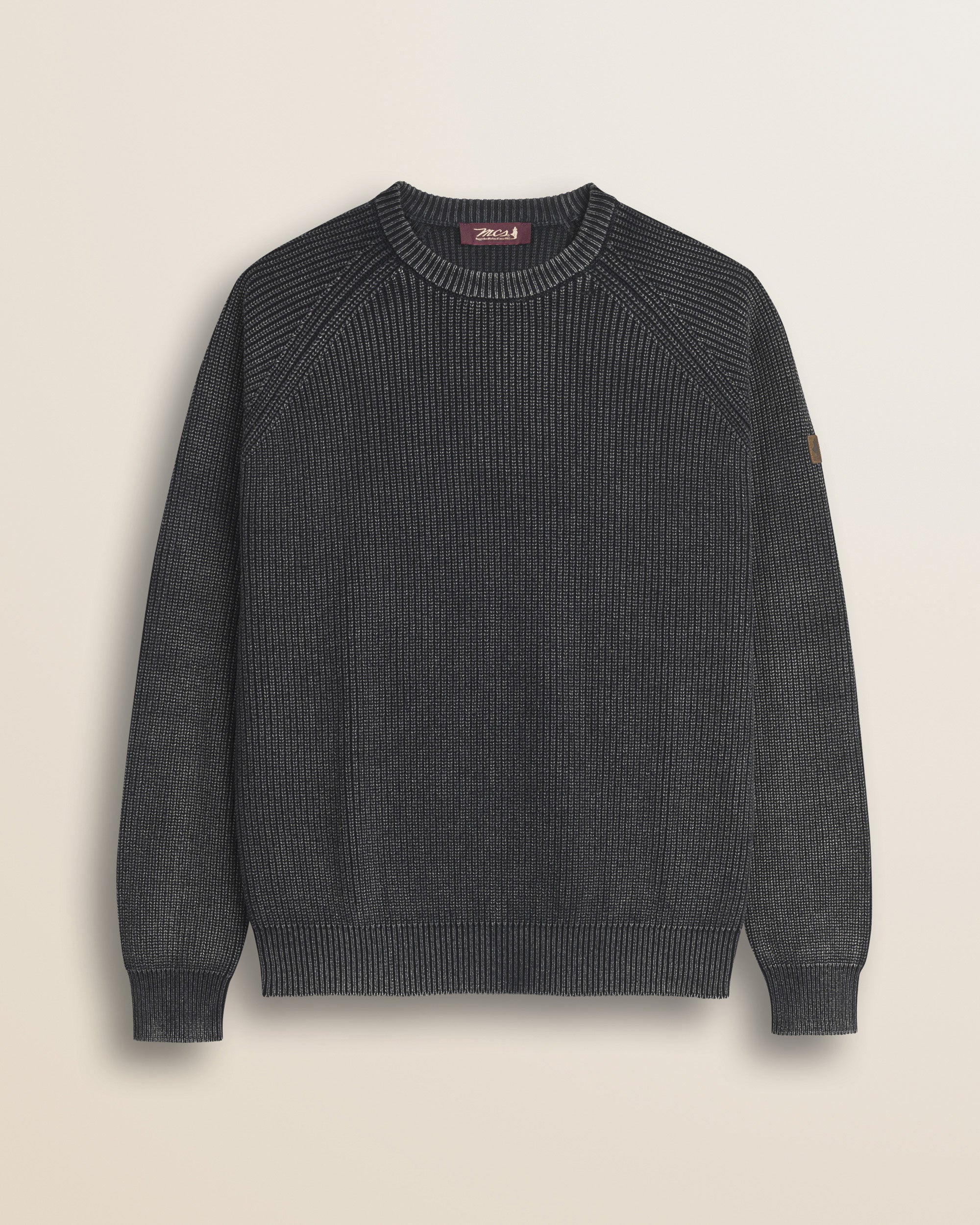 Maglione Raglan in Cotone Acid Wash fronte - Black