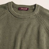 Maglione Raglan in Cotone Acid Wash dettaglio - Olive Night
