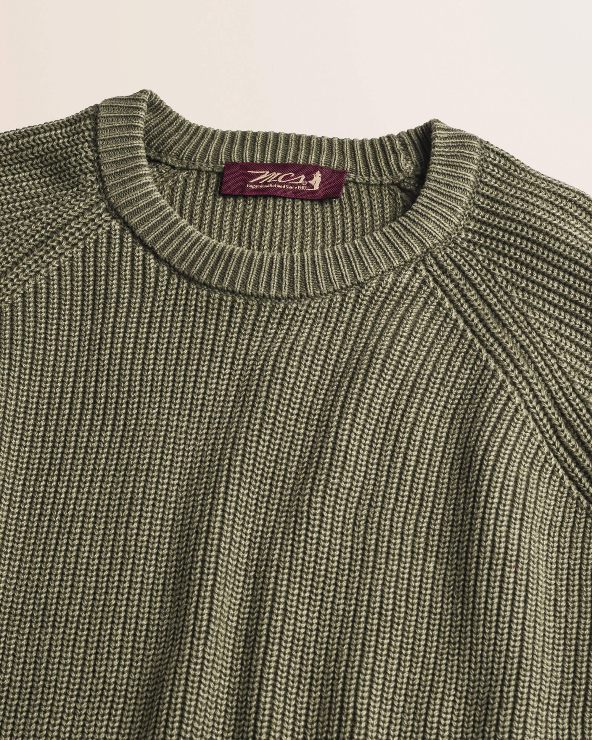 Maglione Raglan in Cotone Acid Wash dettaglio - Olive Night