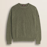 Maglione Raglan in Cotone Acid Wash fronte - Olive Night