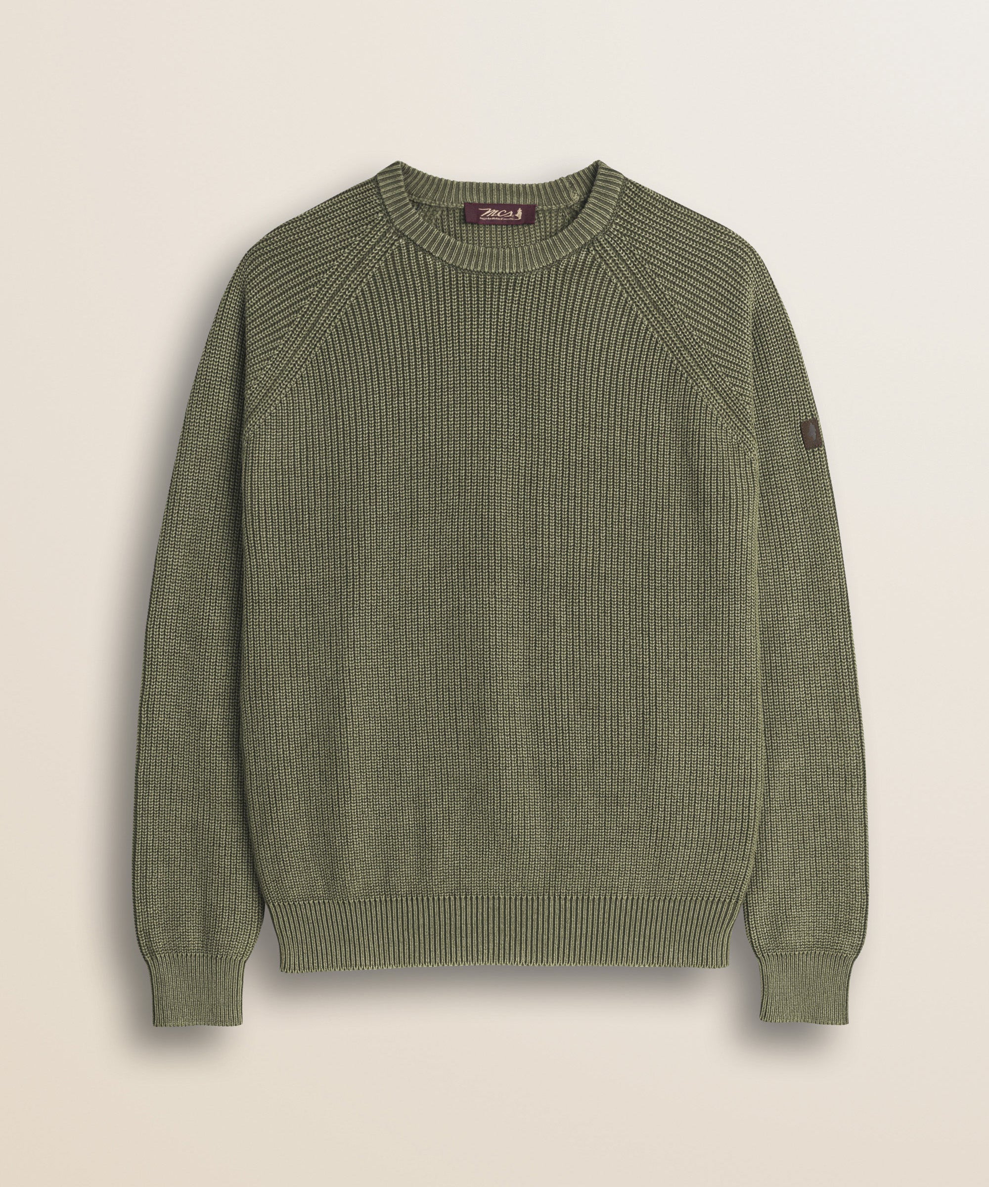 Maglione Raglan in Cotone Acid Wash fronte - Olive Night