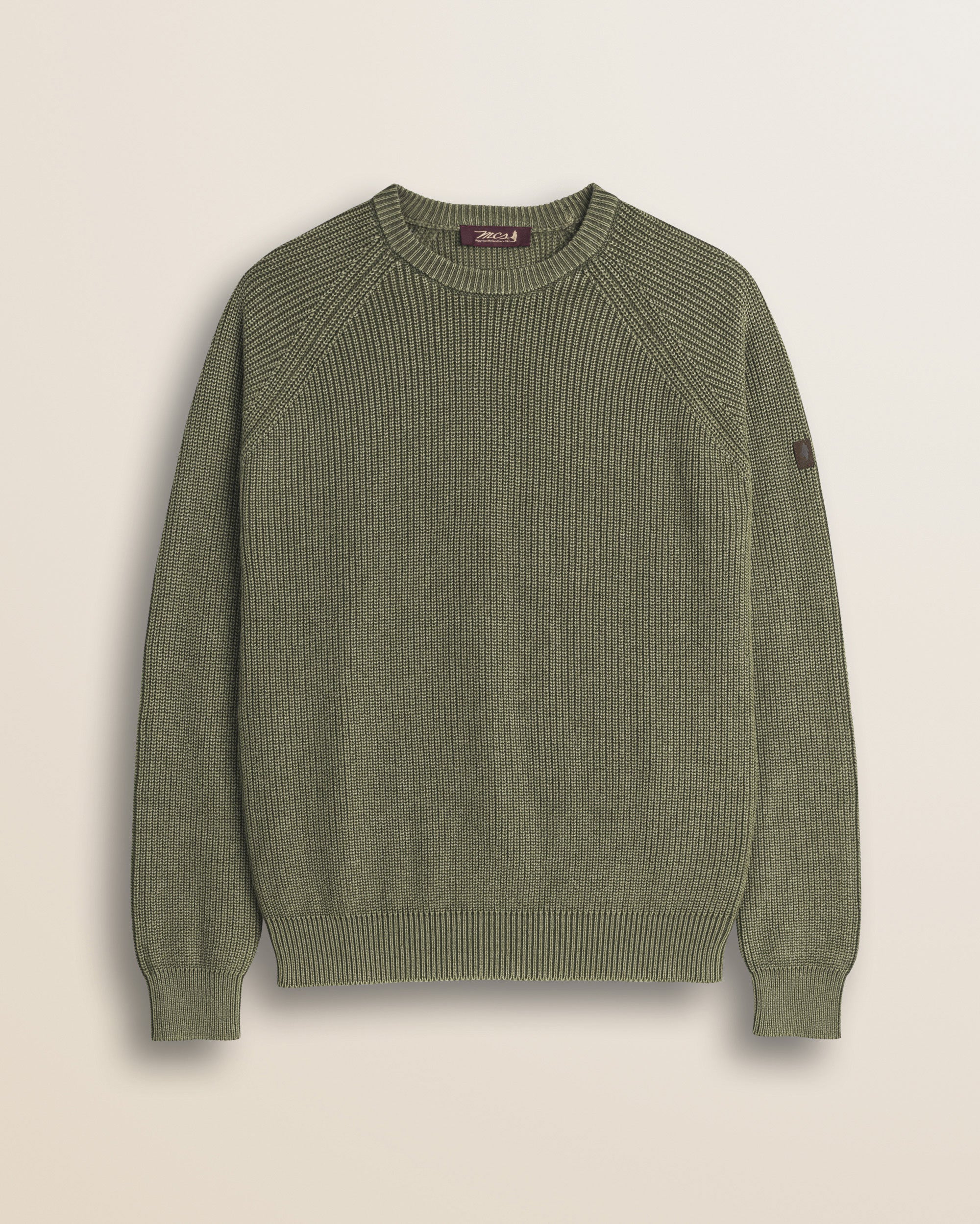 Maglione Raglan in Cotone Acid Wash fronte - Olive Night
