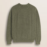 Maglione Raglan in Cotone Acid Wash retro - Olive Night
