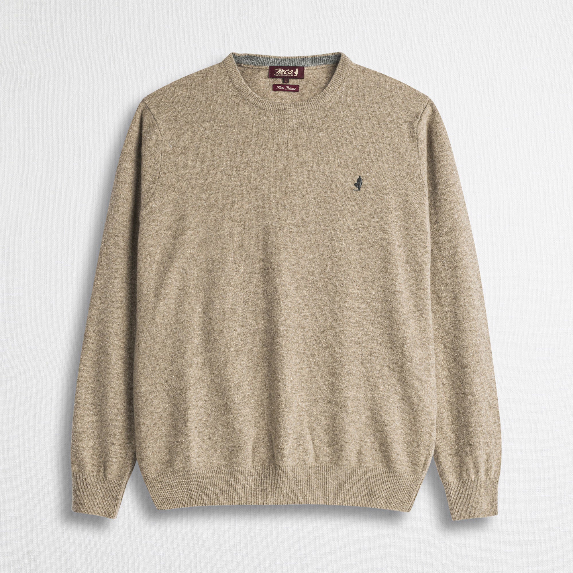 Maglia Girocollo in Misto Lana - Sand