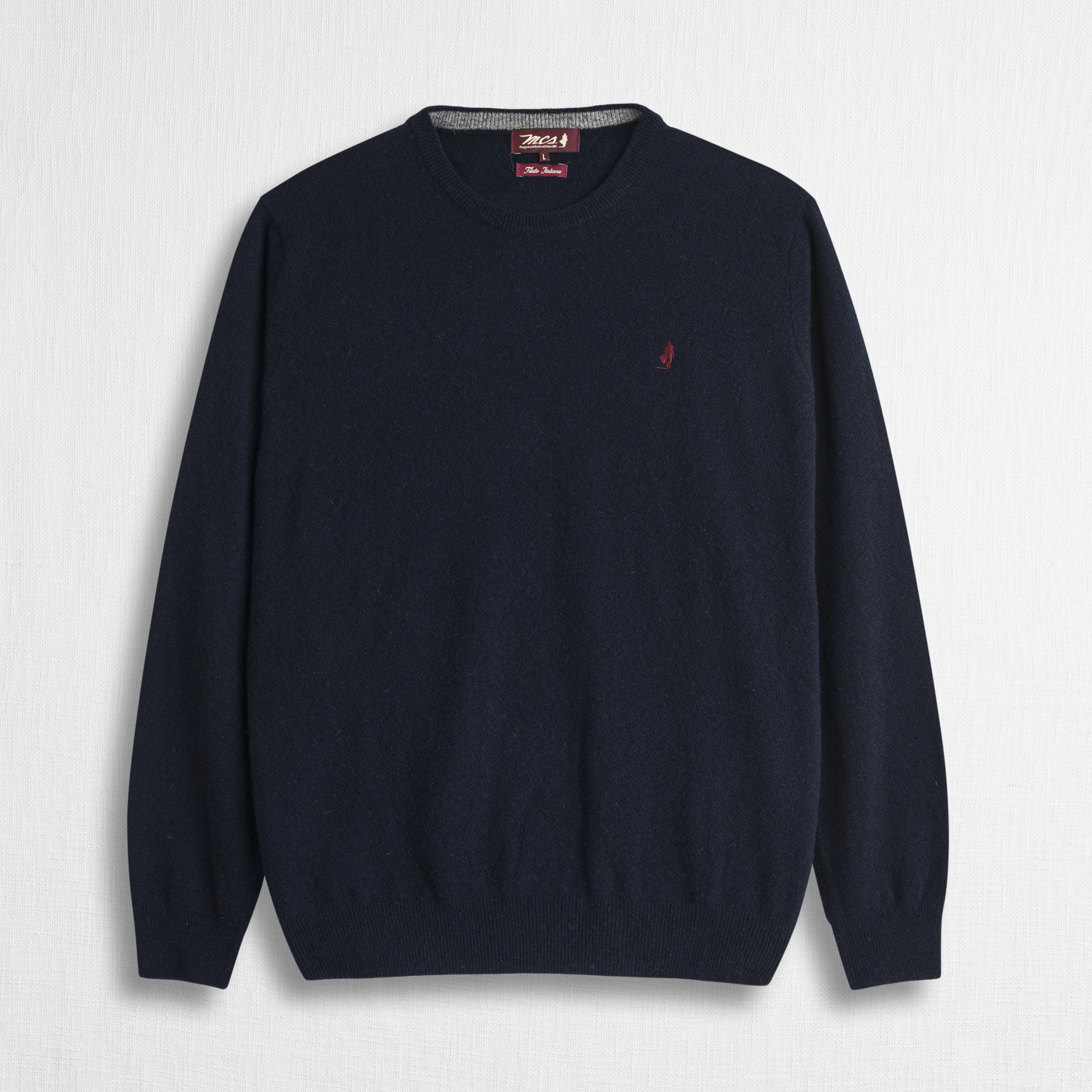 Maglia Girocollo in Misto Lana - Blue Navy