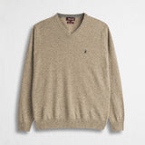 Maglia Collo a V in Misto Lana - Sand