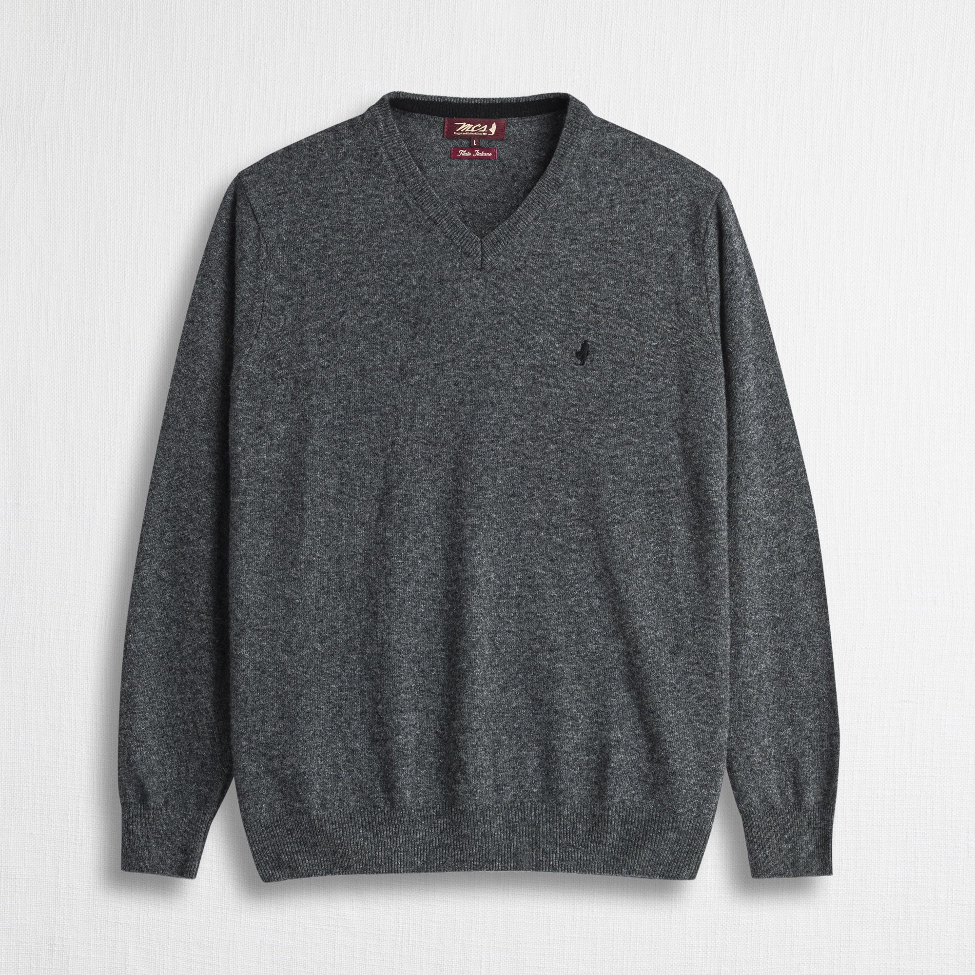 Maglia Collo a V in Misto Lana - Dark Grey