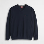Maglia Collo a V in Misto Lana - Blue Navy