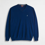 Maglia Collo a V in Misto Lana - Stone Blue