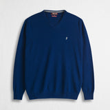Maglia Collo a V in Misto Lana - Stone Blue