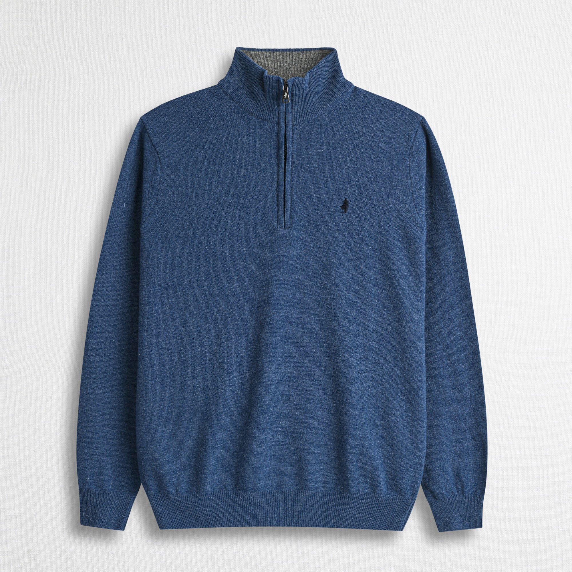 Maglia Mezza Zip in Misto Lana - Indigo Dust