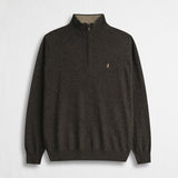 Maglia Mezza Zip in Misto Lana - Fudge Chocolate