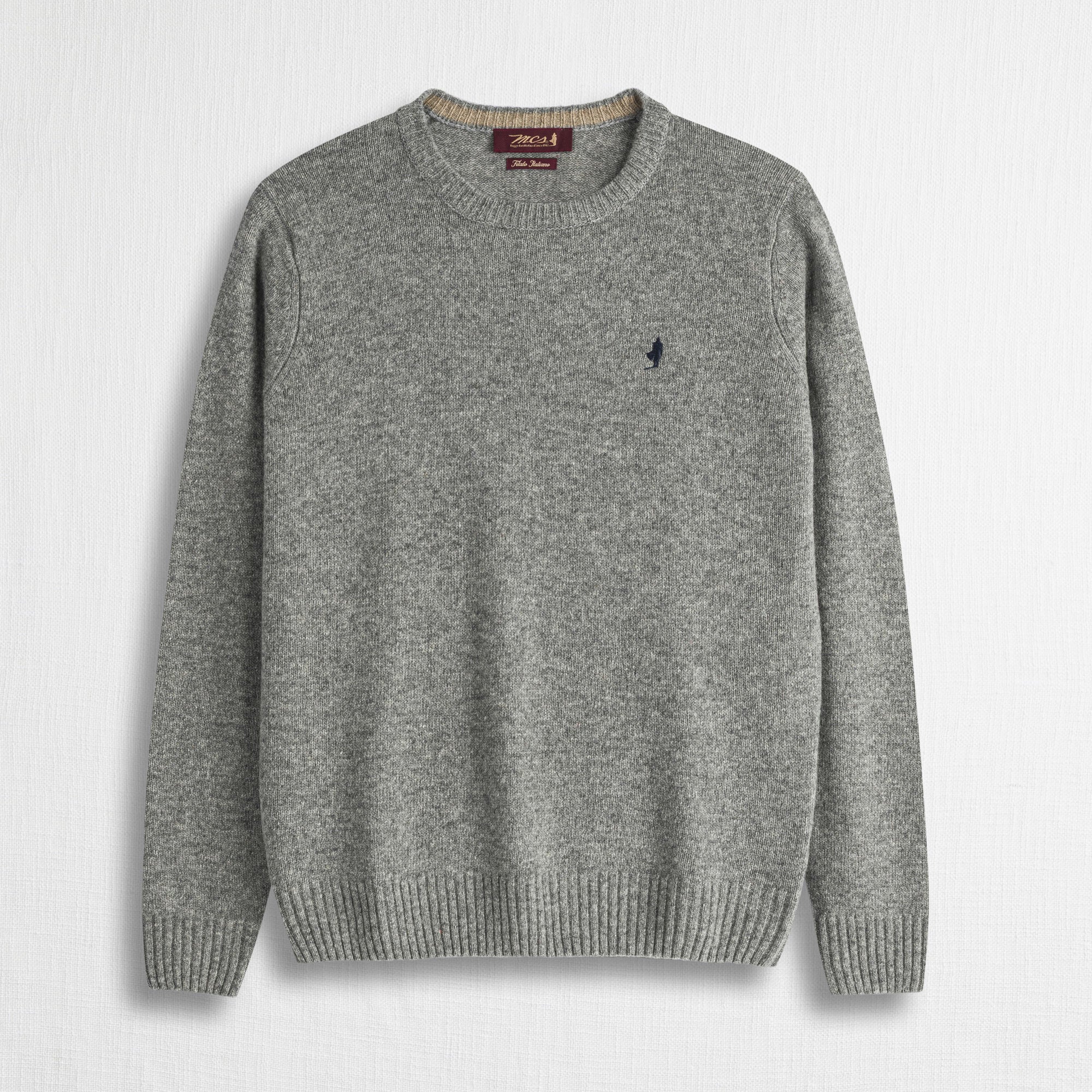 Maglione Girocollo in Misto Lana - Mid Grey