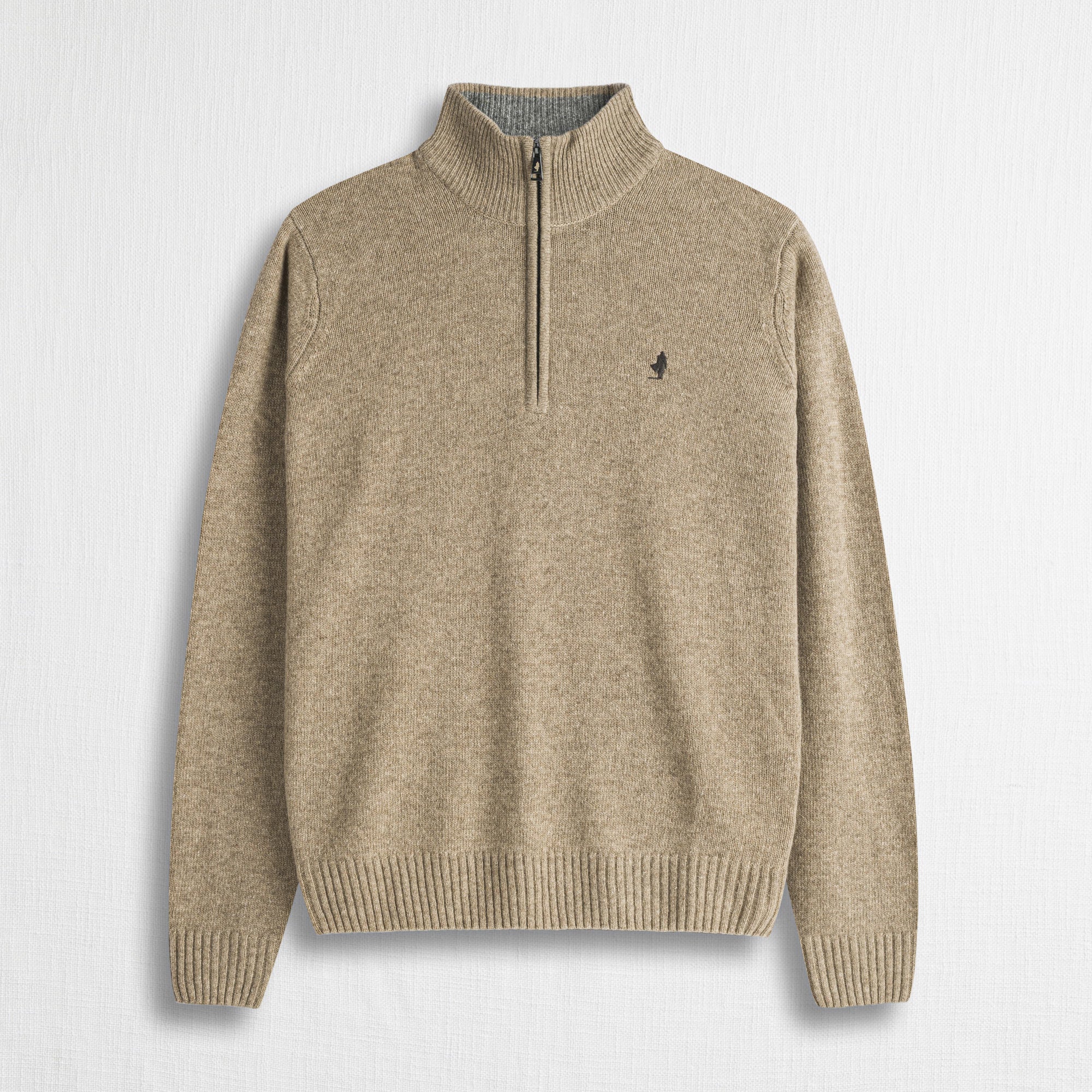 Maglione Mezza Zip in Misto Lana - Sand