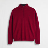 Maglione Mezza Zip in Misto Lana - Oriental Red