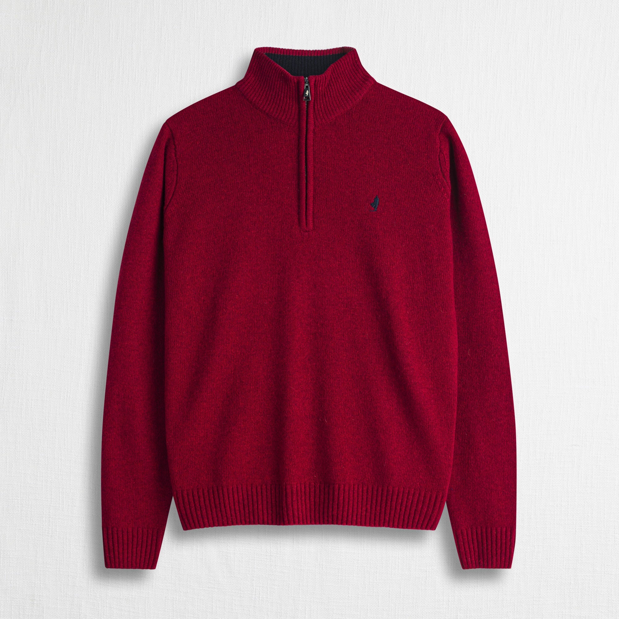 Maglione Mezza Zip in Misto Lana - Oriental Red