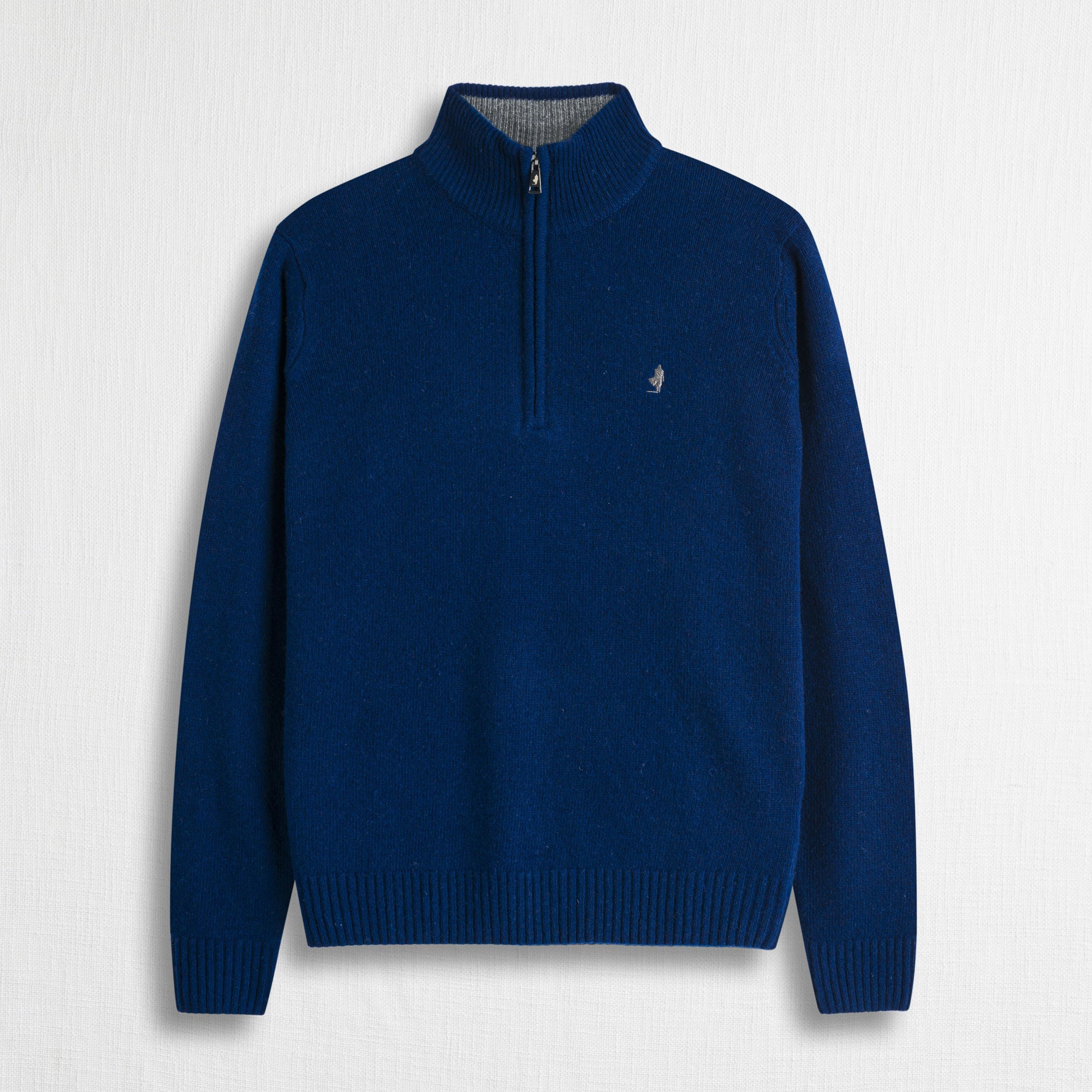 Maglione Mezza Zip in Misto Lana - Stone Blue