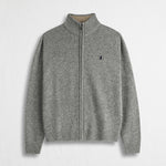 Maglione Full Zip in Misto Lana - Mid Grey