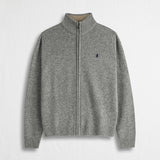 Maglione Full Zip in Misto Lana - Mid Grey