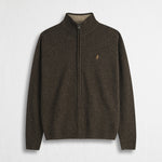 Maglione Full Zip in Misto Lana - Fudge Chocolate