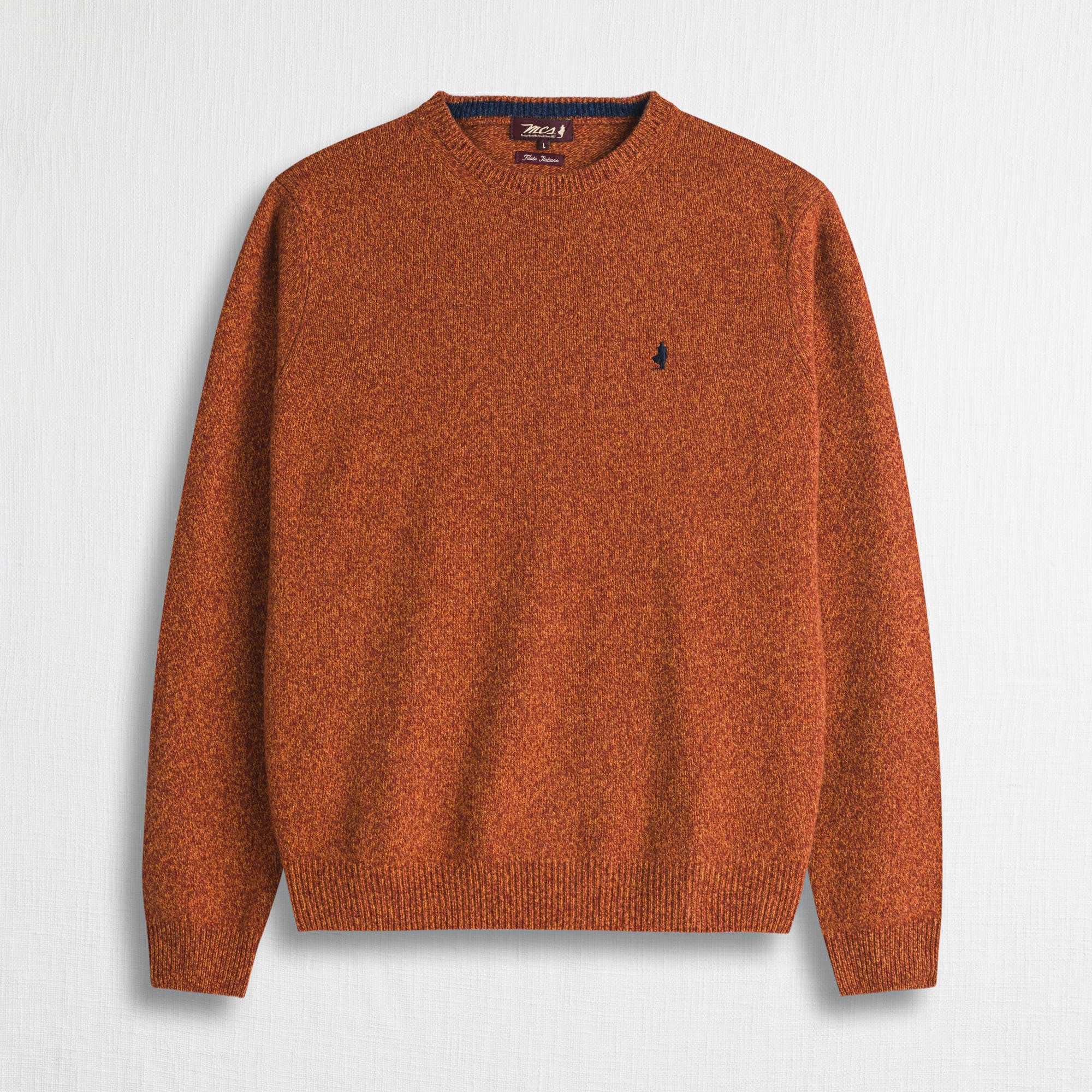Maglione Girocollo Mouliné in Misto Lana - Clay