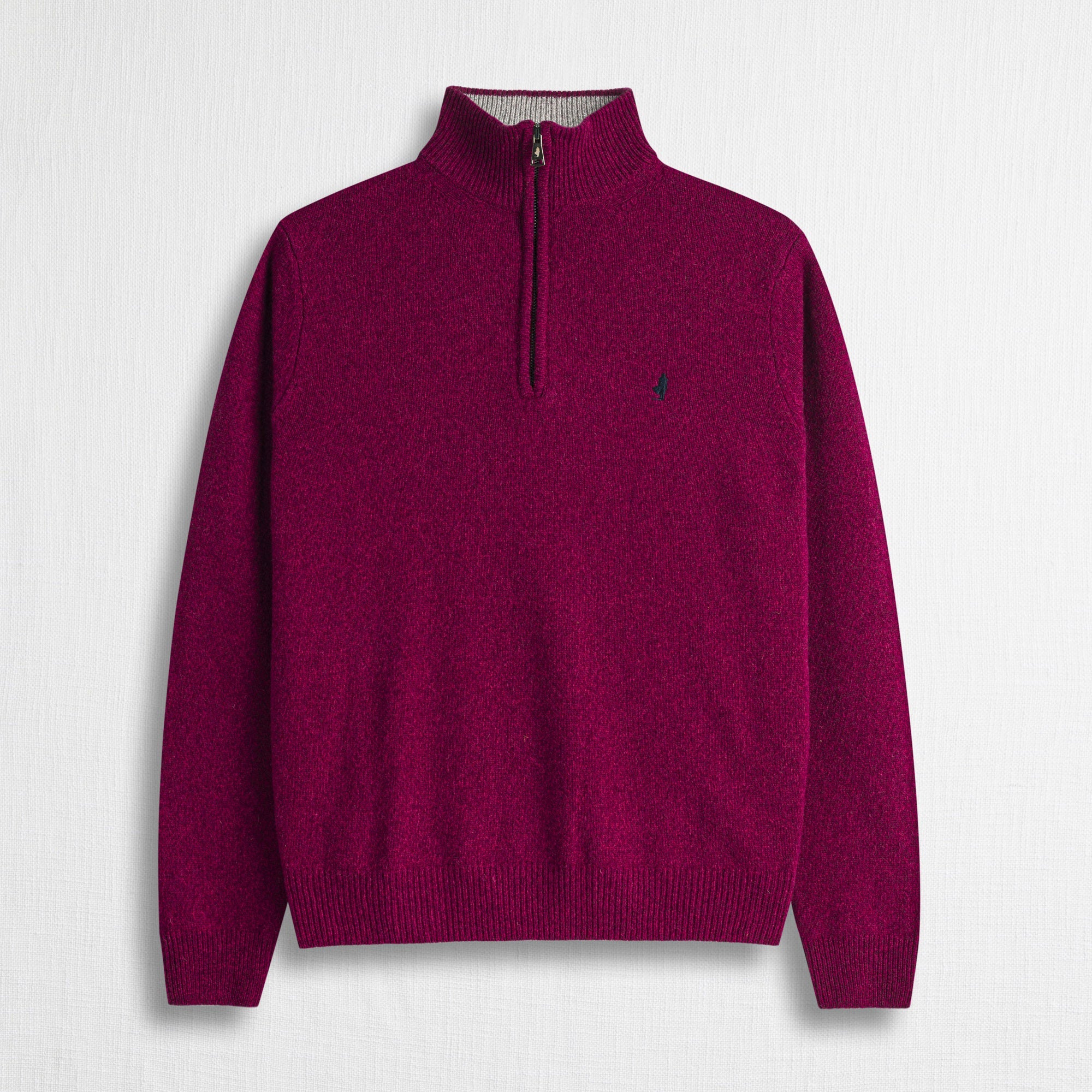 Maglia Mezza Zip Mouliné in Misto Lana - Fig