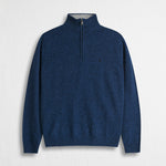 Maglia Mezza Zip Mouliné in Misto Lana - College Blue