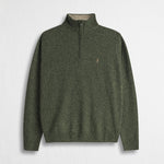 Maglia Mezza Zip Mouliné in Misto Lana - Oil Green