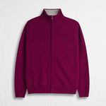 Maglione Full Zip Mouliné in Misto Lana - Fig