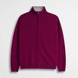 Maglione Full Zip Mouliné in Misto Lana - Fig