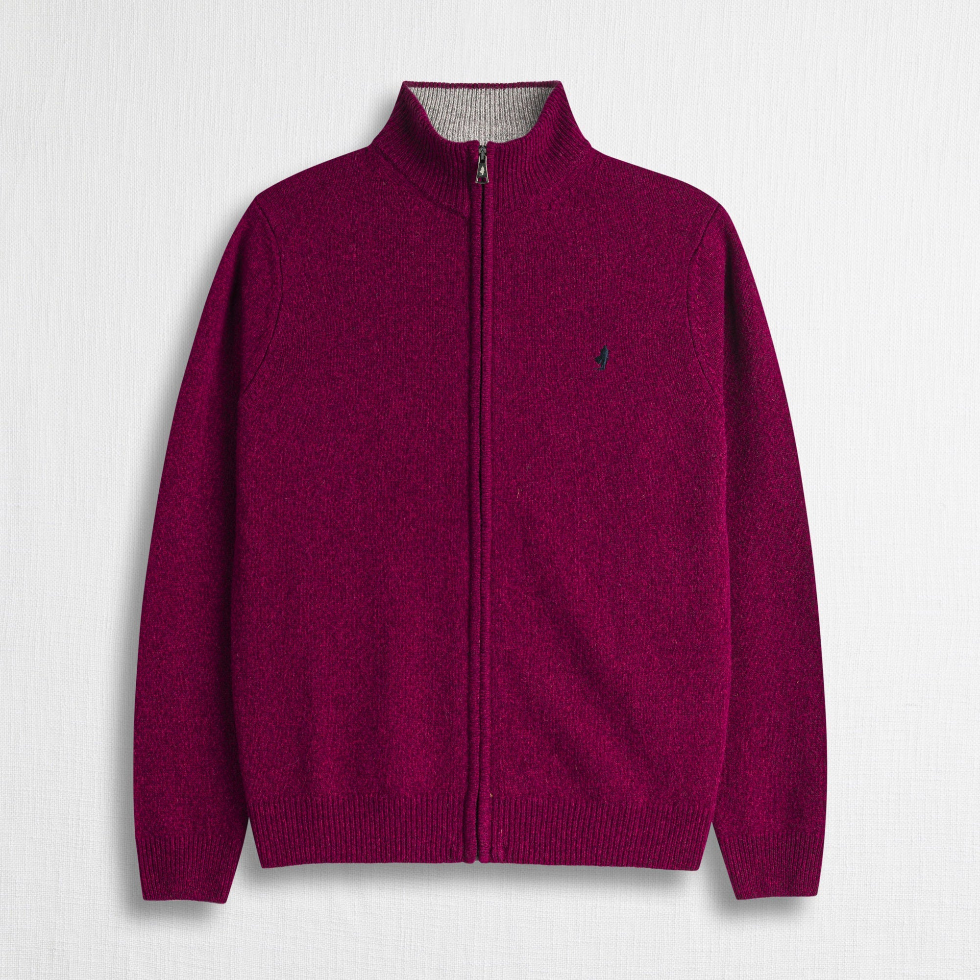 Maglione Full Zip Mouliné in Misto Lana - Fig