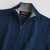 Maglione Full Zip Mouliné in Misto Lana