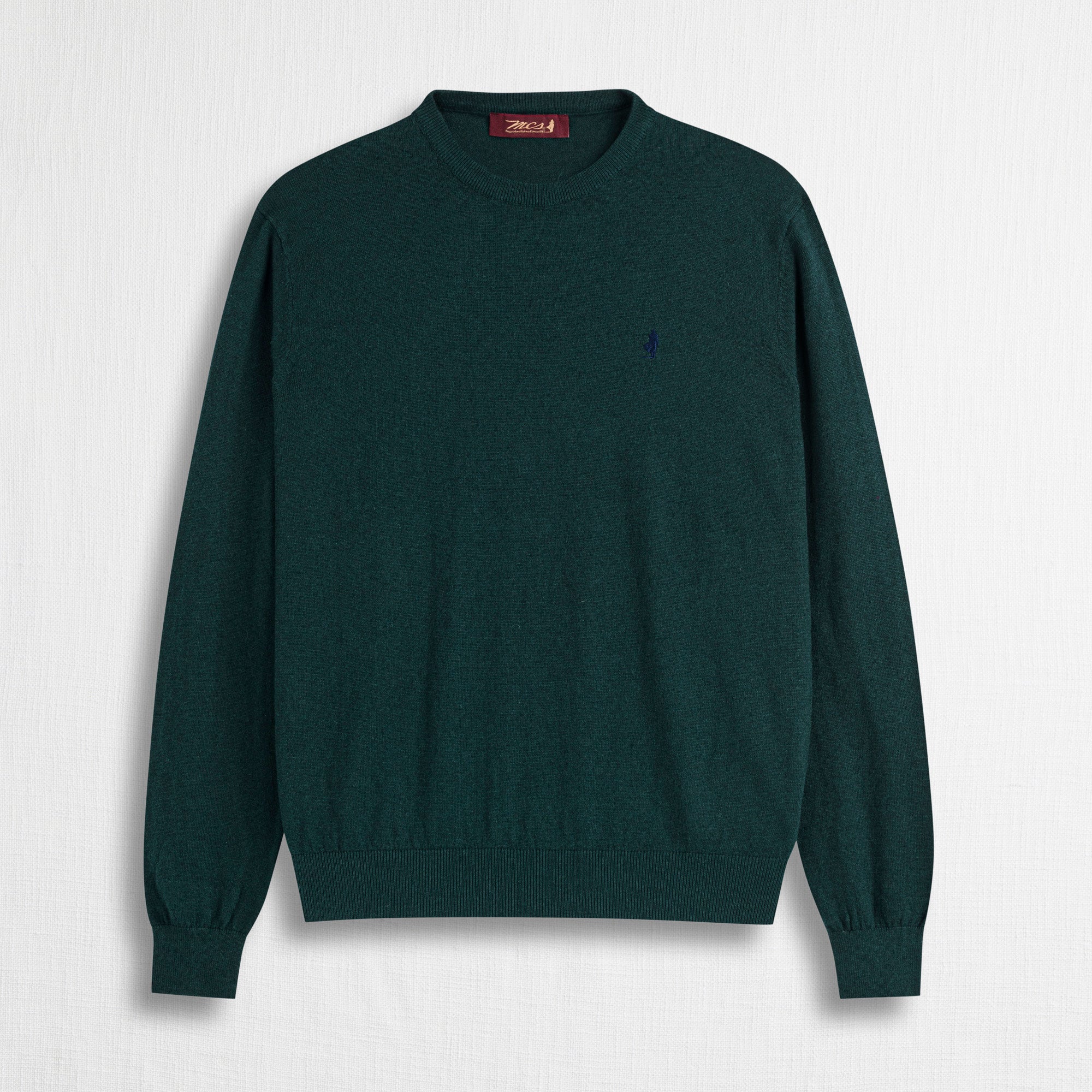 Maglia Girocollo in Cotone e Lana - Dark Green